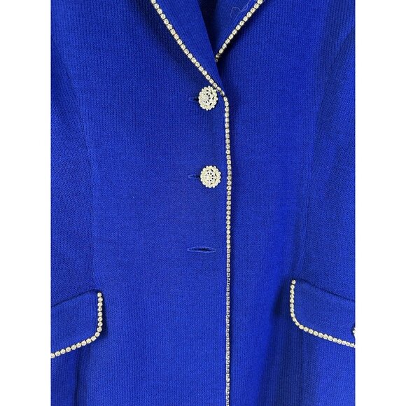 St. John Evening Marie Gray Santana Knit Embellished Blazer Jacket - Picture 6 of 7